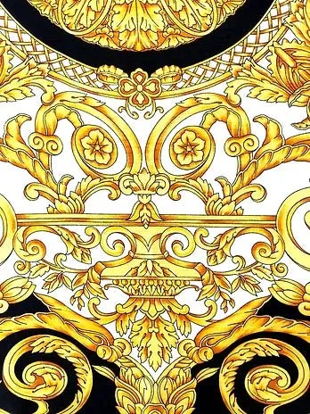 1990s GIANNI VERSACE BAROCCO MEDUSA GOLD BLACK SILK SCARF