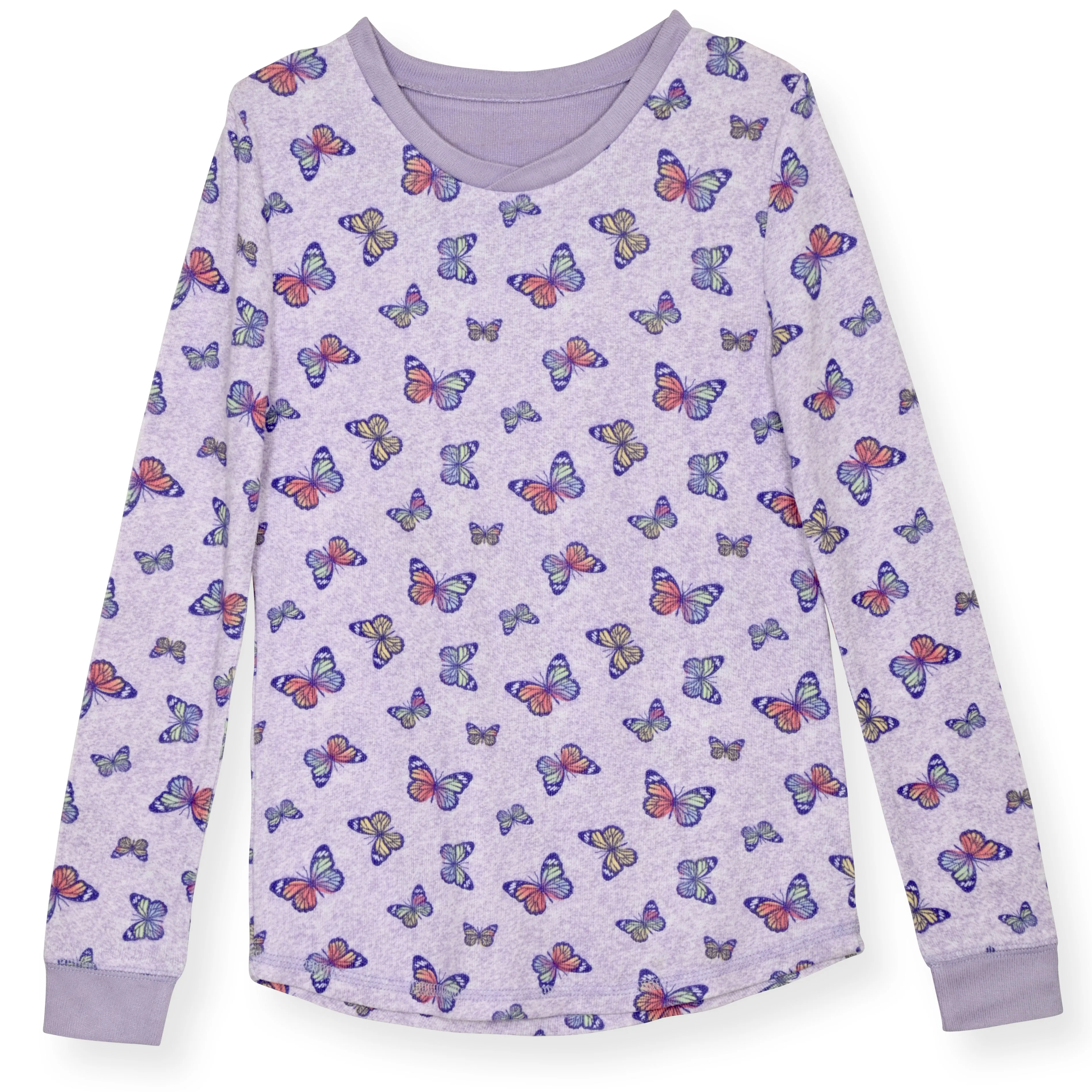 2-Piece Girls Super Soft Jersey Snug-Fit Pajama Set- Butterfly, Purple Pajama Set for Toddlers & Girls