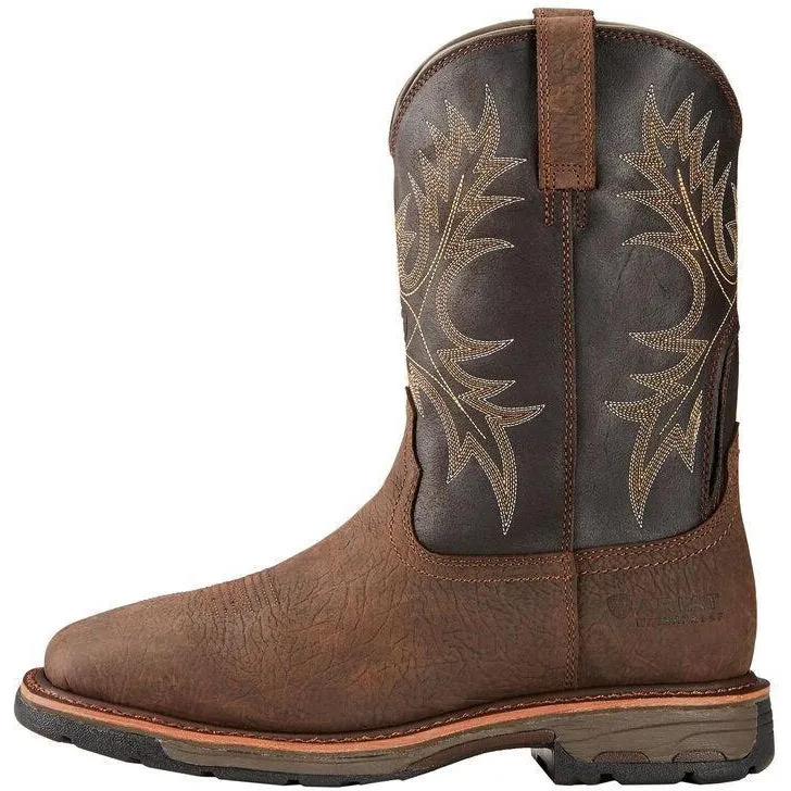 Ariat Men's WorkHog 11" Soft Toe Western Work Boot - Bruin Brown - 10017436