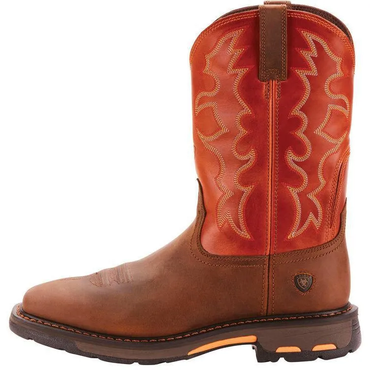 Ariat Men's WorkHog 11" Wide Square Soft Toe Western Work Boot- Earth 10005888