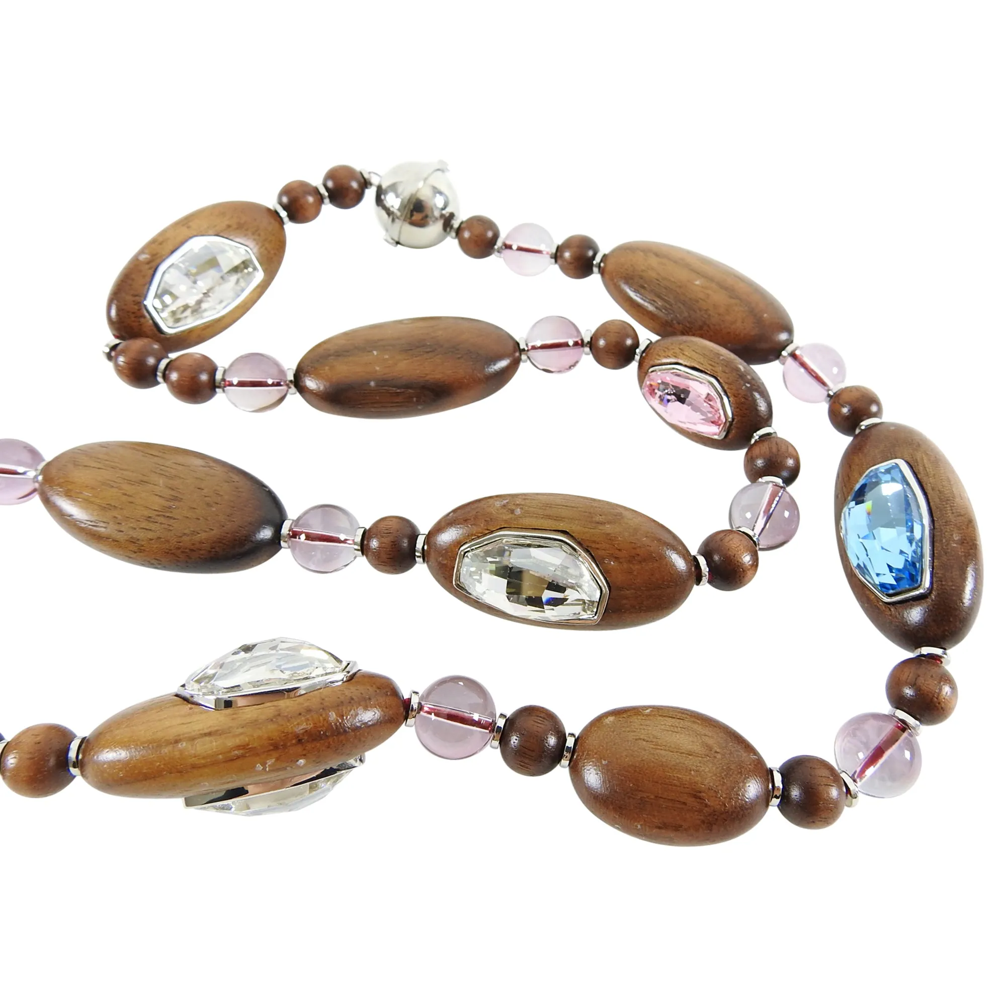 Atelier Swarovski x Fiona Kotur Walnut Wood Crystal Bead Necklace