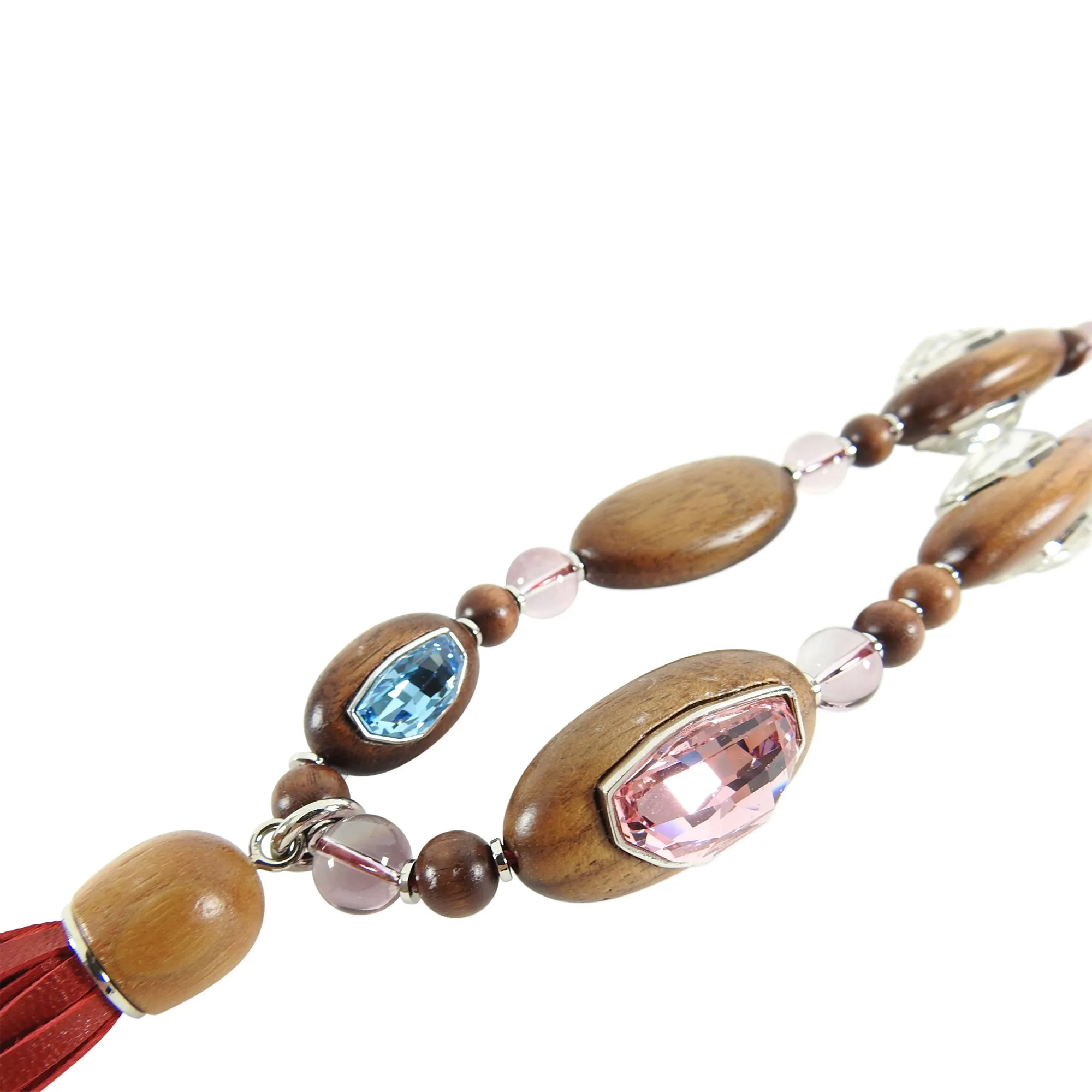 Atelier Swarovski x Fiona Kotur Walnut Wood Crystal Bead Necklace