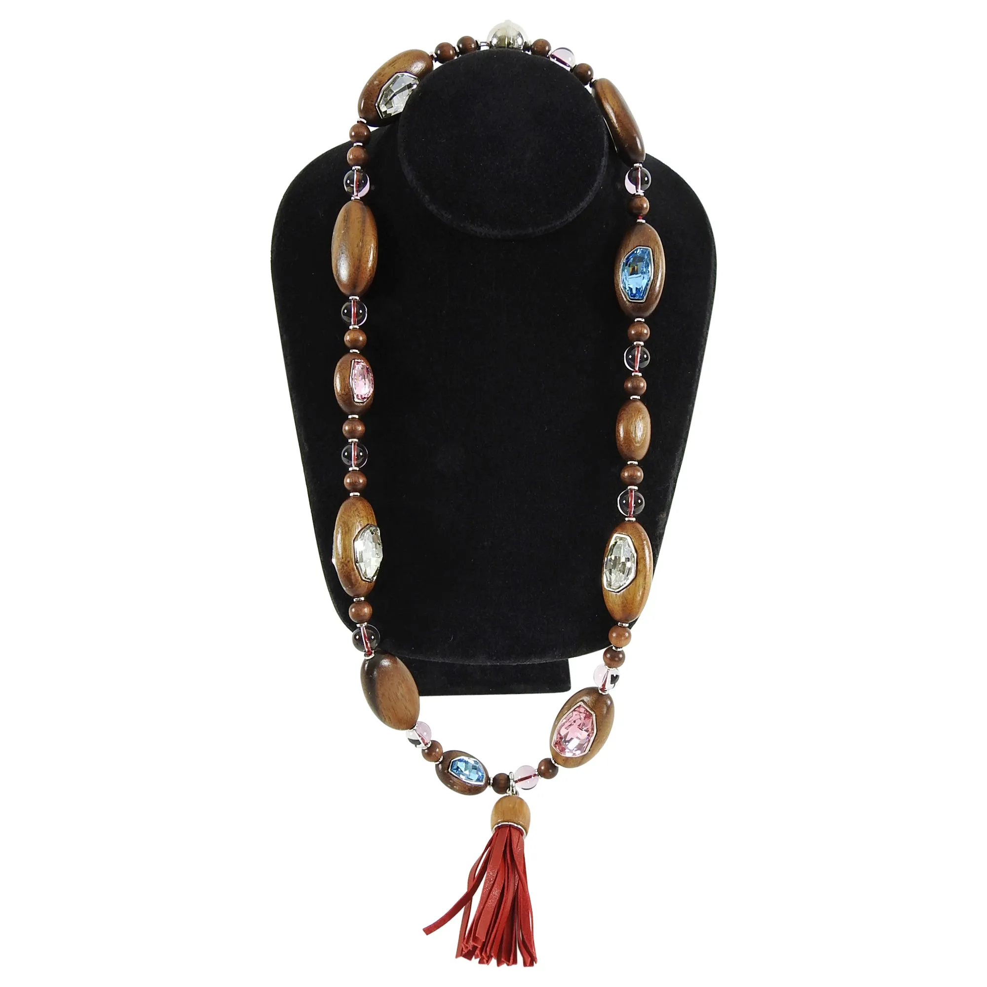 Atelier Swarovski x Fiona Kotur Walnut Wood Crystal Bead Necklace