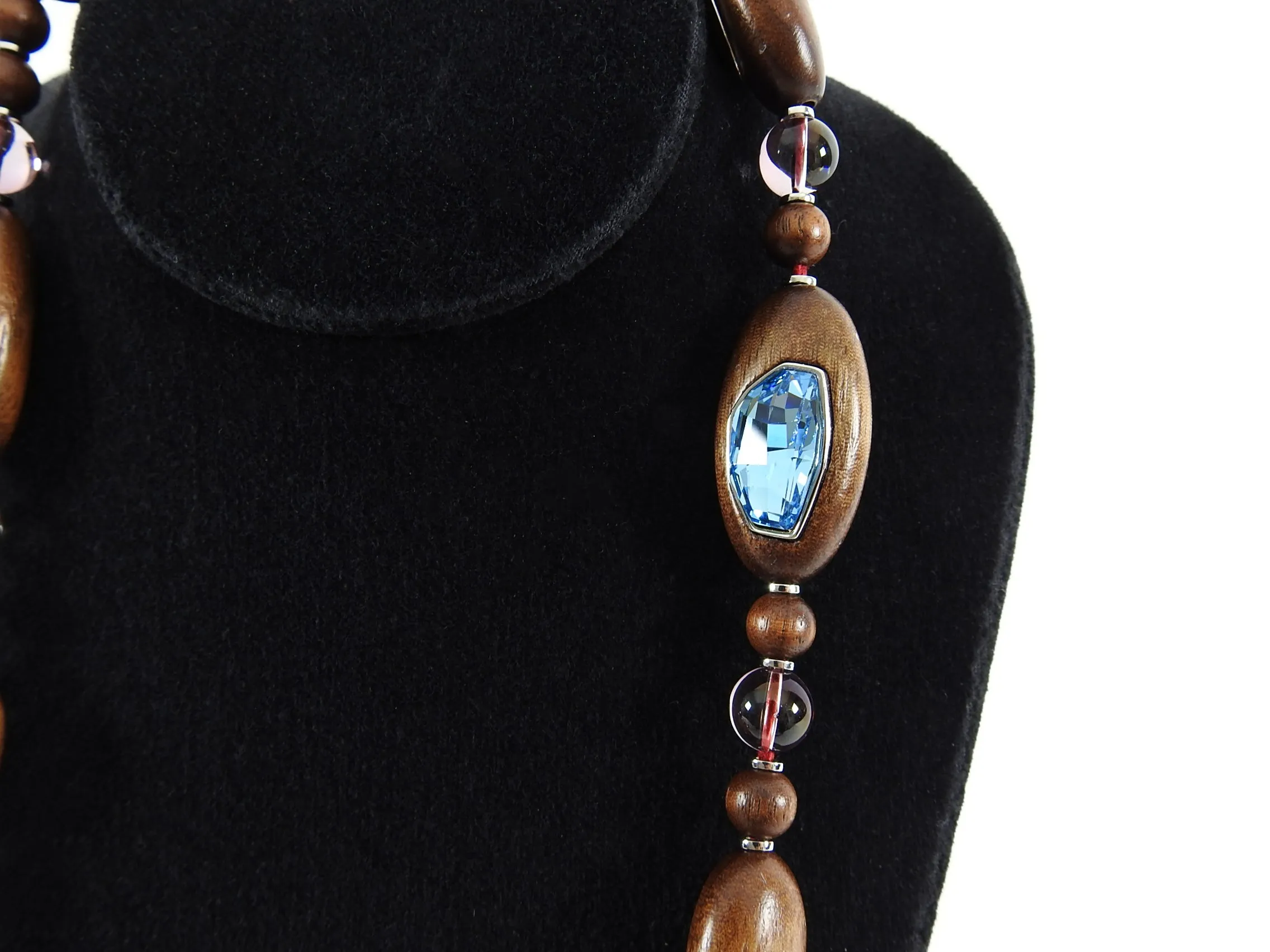 Atelier Swarovski x Fiona Kotur Walnut Wood Crystal Bead Necklace