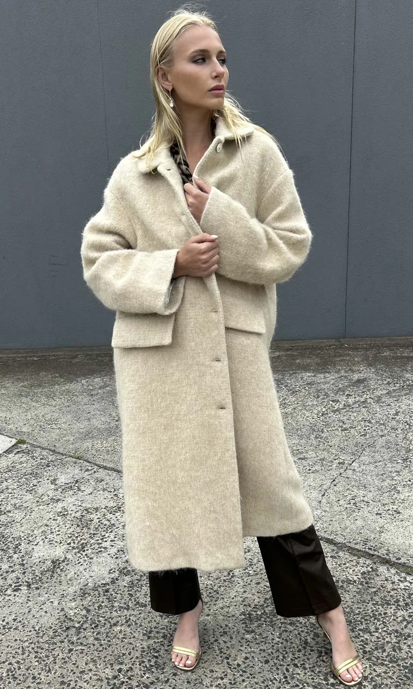 Beatrice B Alpaca/ Wool Coat - Biscuit