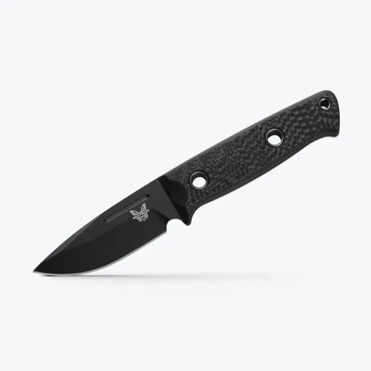 Benchmade Mini Bushcrafter 165BK 3.38" Black CPM-CruWear Black Carbon Fiber Handle