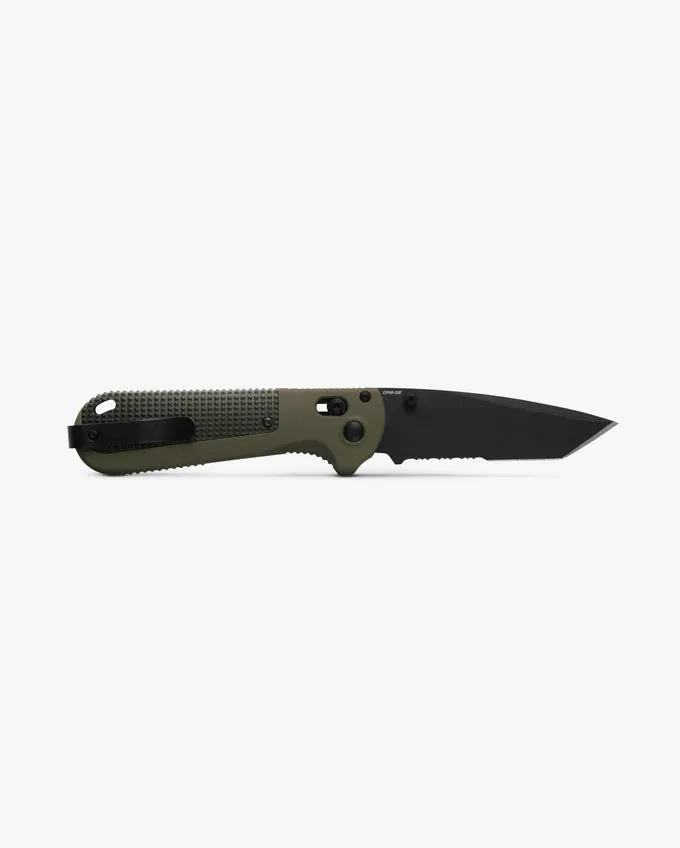 Benchmade Tanto 431SBK-1 Redoubt AXIS Lock 3.53" Cerakote CPM-D2 Partially Serrated Ranger Green/Forest Grivory Handles