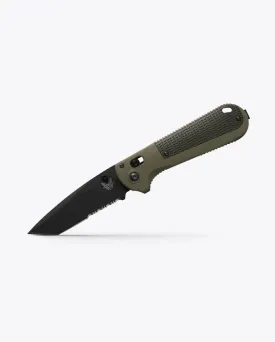 Benchmade Tanto 431SBK-1 Redoubt AXIS Lock 3.53" Cerakote CPM-D2 Partially Serrated Ranger Green/Forest Grivory Handles