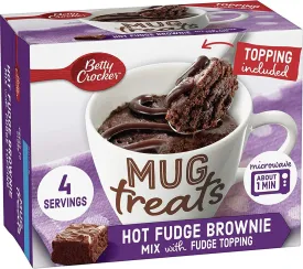 Betty Crocker Hot Fudge Brownie Mix Mug Treats with Fudge Topping 4ct