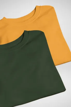 Bottle Green and Golden Yellow Oversized T-Shirts Combo for Men