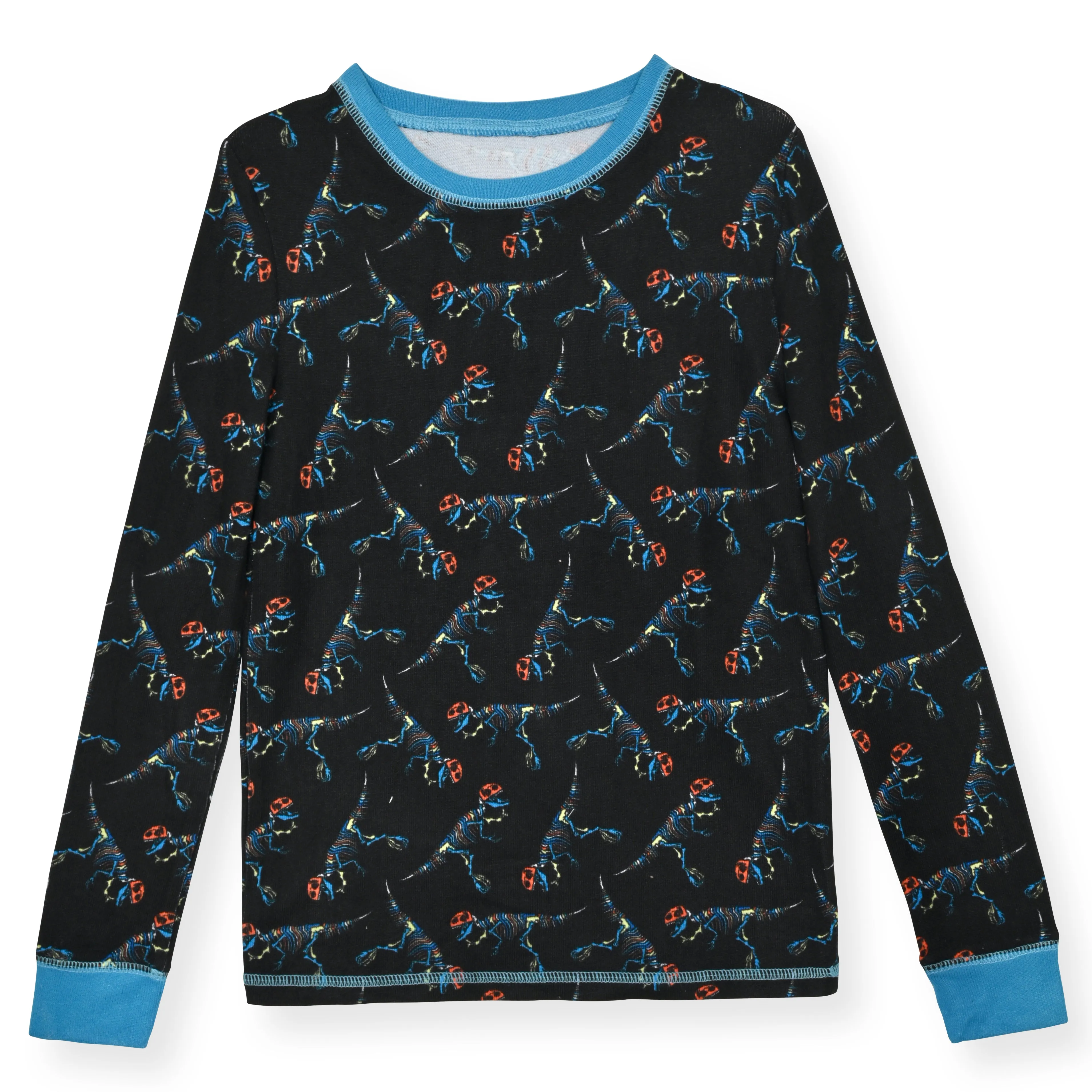 Boys 2-Piece Super Soft Jersey Snug-Fit Pajama Set- Dinosaurs, Black & Blue Pajama Set for Boys