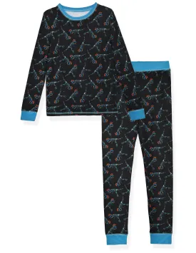 Boys 2-Piece Super Soft Jersey Snug-Fit Pajama Set- Dinosaurs, Black & Blue Pajama Set for Boys