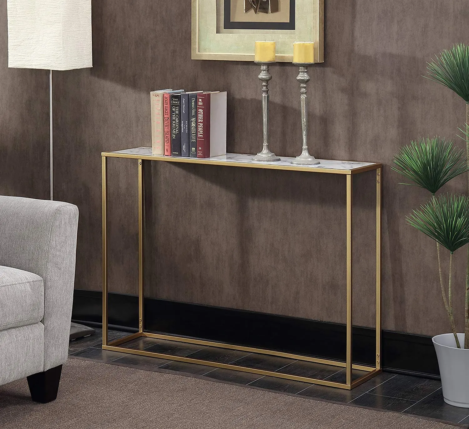 Convenience Gold Coast Faux Marble Console Table