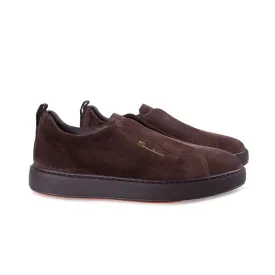 Dark Brown Tumbled Leather Slip-on Sneaker