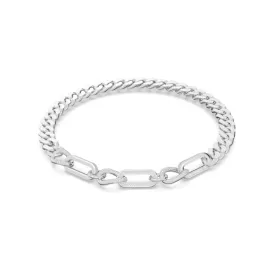 Dextera Pavé Statement Mixed Links White Rhodium Plated Necklace