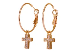 E7180 18K Gold Plated Swarovski Elements Crystal Cross Earring