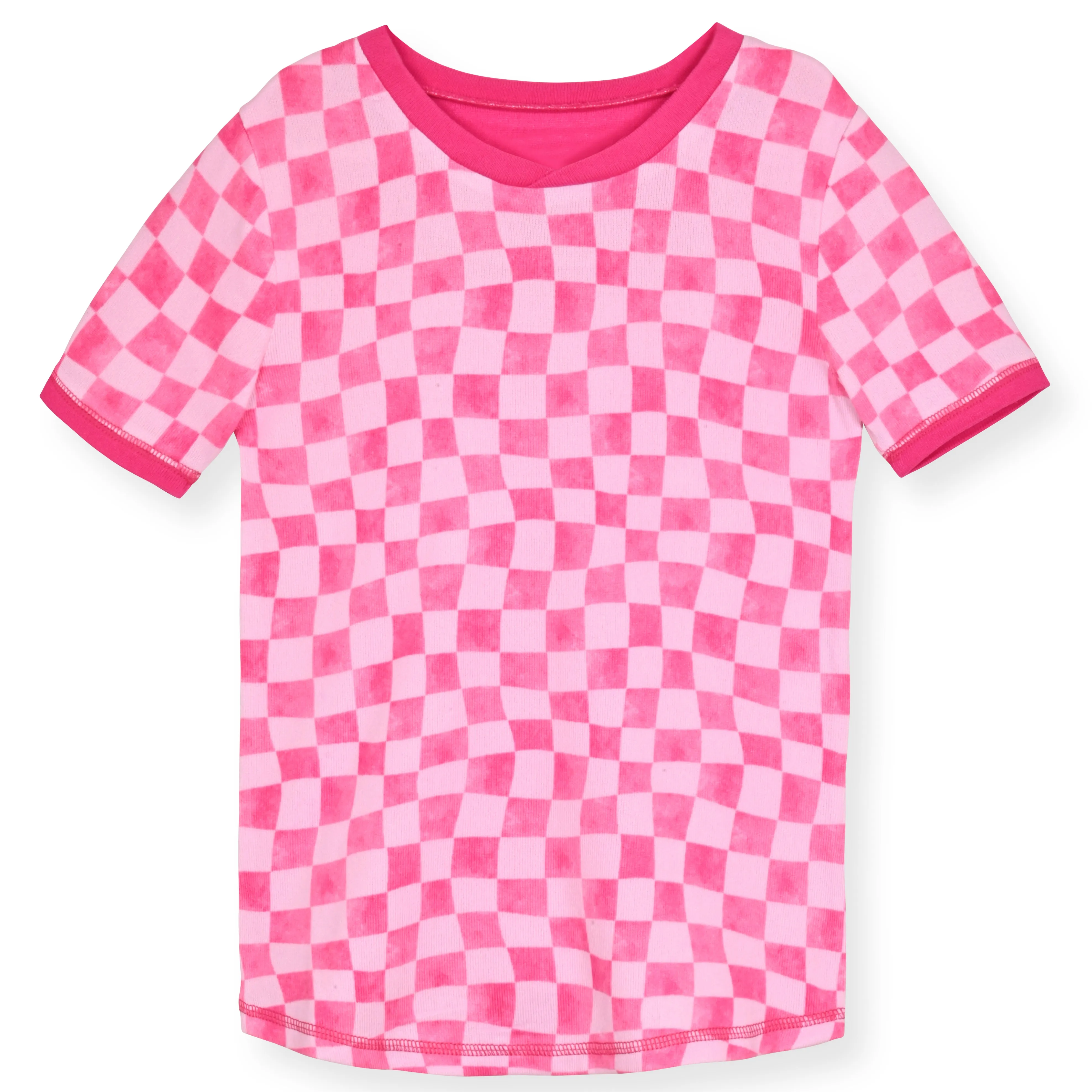 Girls 2-Piece Super Soft Jersey Snug Fit Pajama Set- Checks.