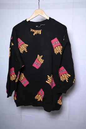 H&M Black Sweatshirt with Fries Print - Large