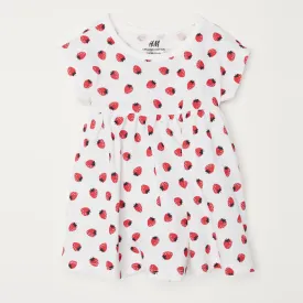 H&M Organic Cotton Strawberry White Frock