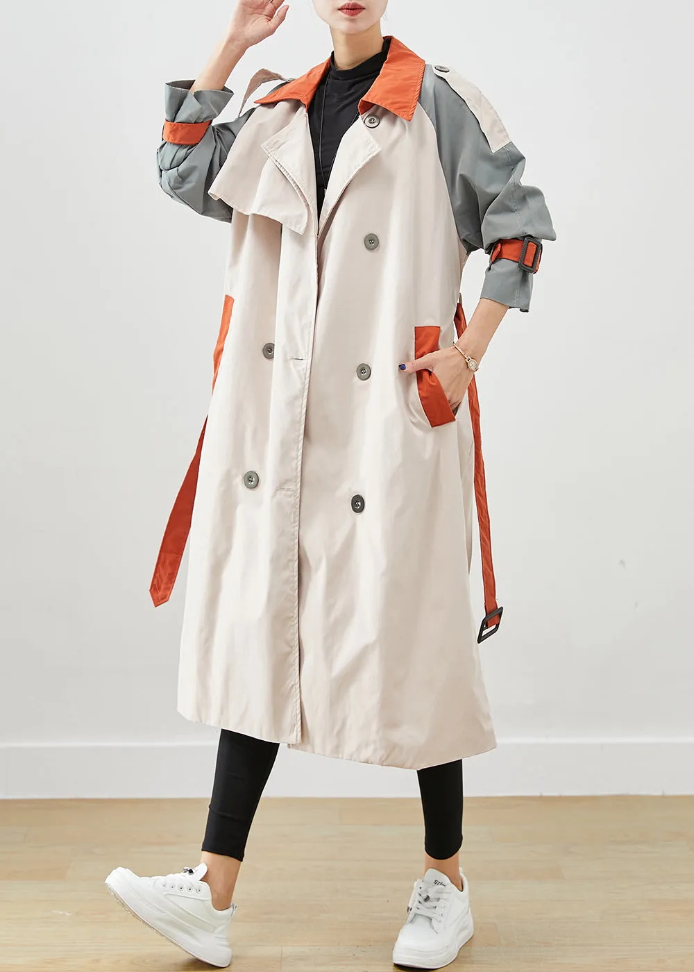 Handmade Colorblock Double Breast Patchwork Cotton Coats Fall ML2448