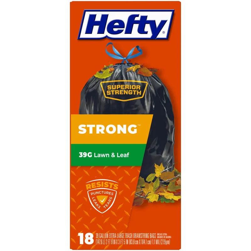 Hefty Extra Strong 39 gal Trash Bags Drawstring 18 pk 1.1 mil