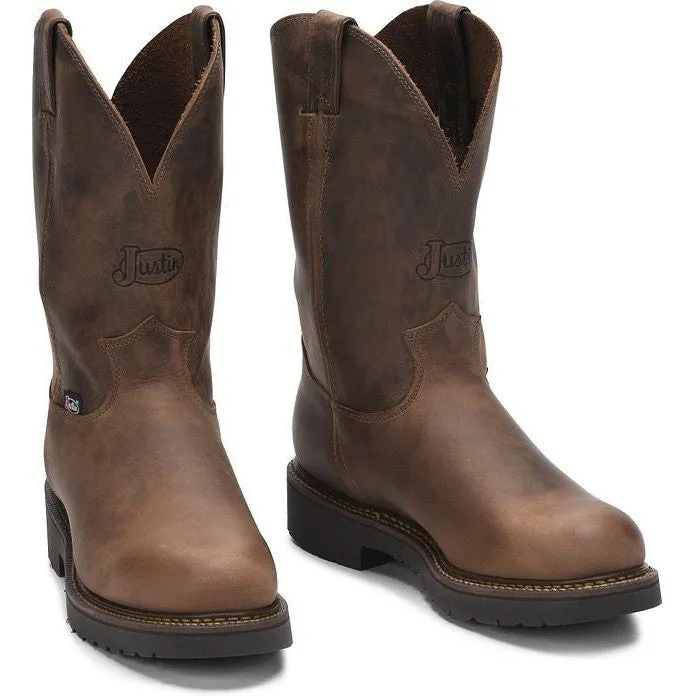 Justin Men's Balusters 11" Slip Resistant Western Work Boot -Brown- 4444