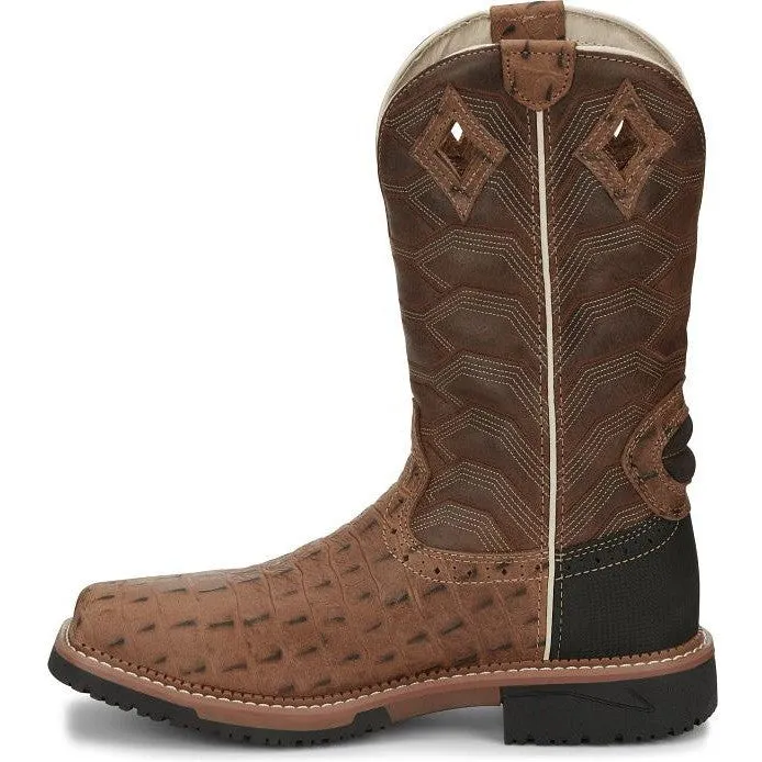 Justin Men's Derrickman 12" CT Waterproof Western Work Boot -Tan- SE4839