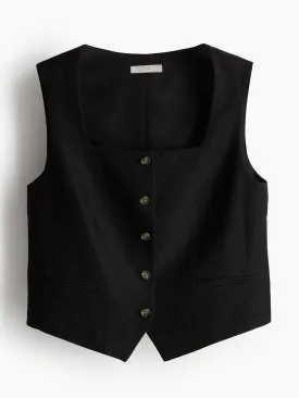 Linen-blend suit waistcoat