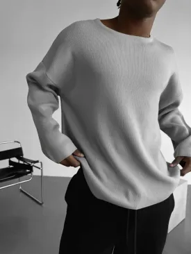 Loose Fit Knit Sweater - Grey