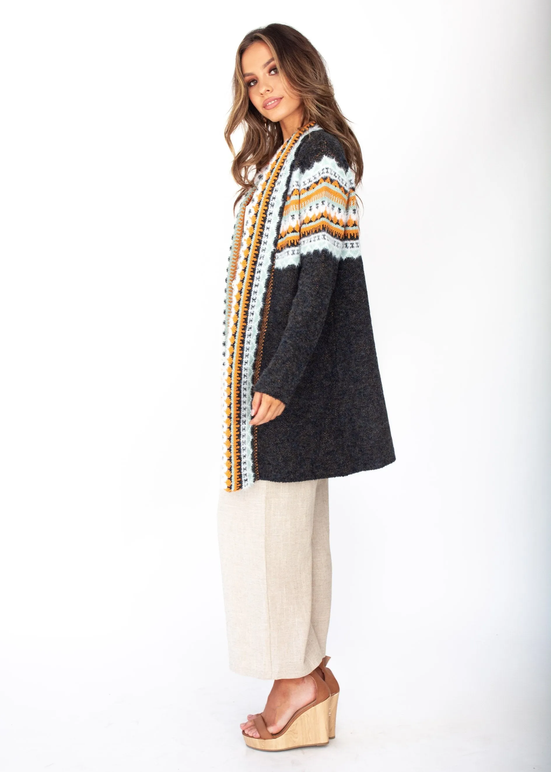 Luka Aztec Cardigan - Charcoal