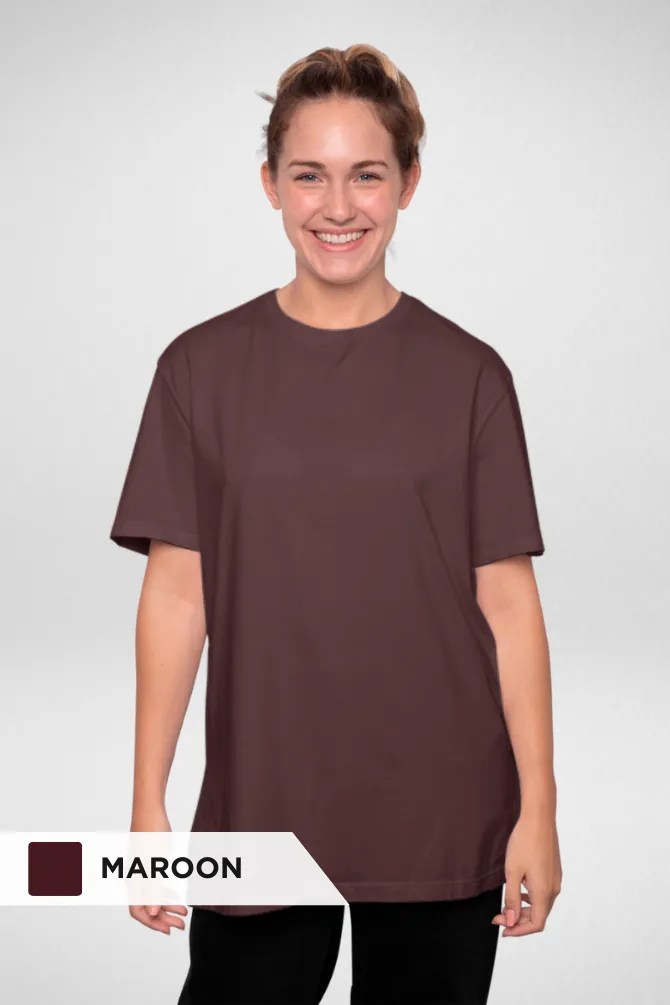 Maroon and Mustard Yellow Oversized T-Shirts Combo for Women