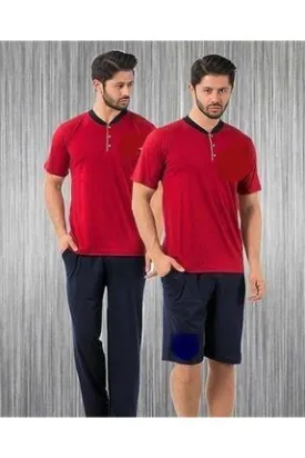 Men's Claret Pajama Set - Short Sleeve-8150