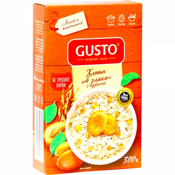 Multi-cereal porridge "Gusto" 4 grains with dried apricots, 300g