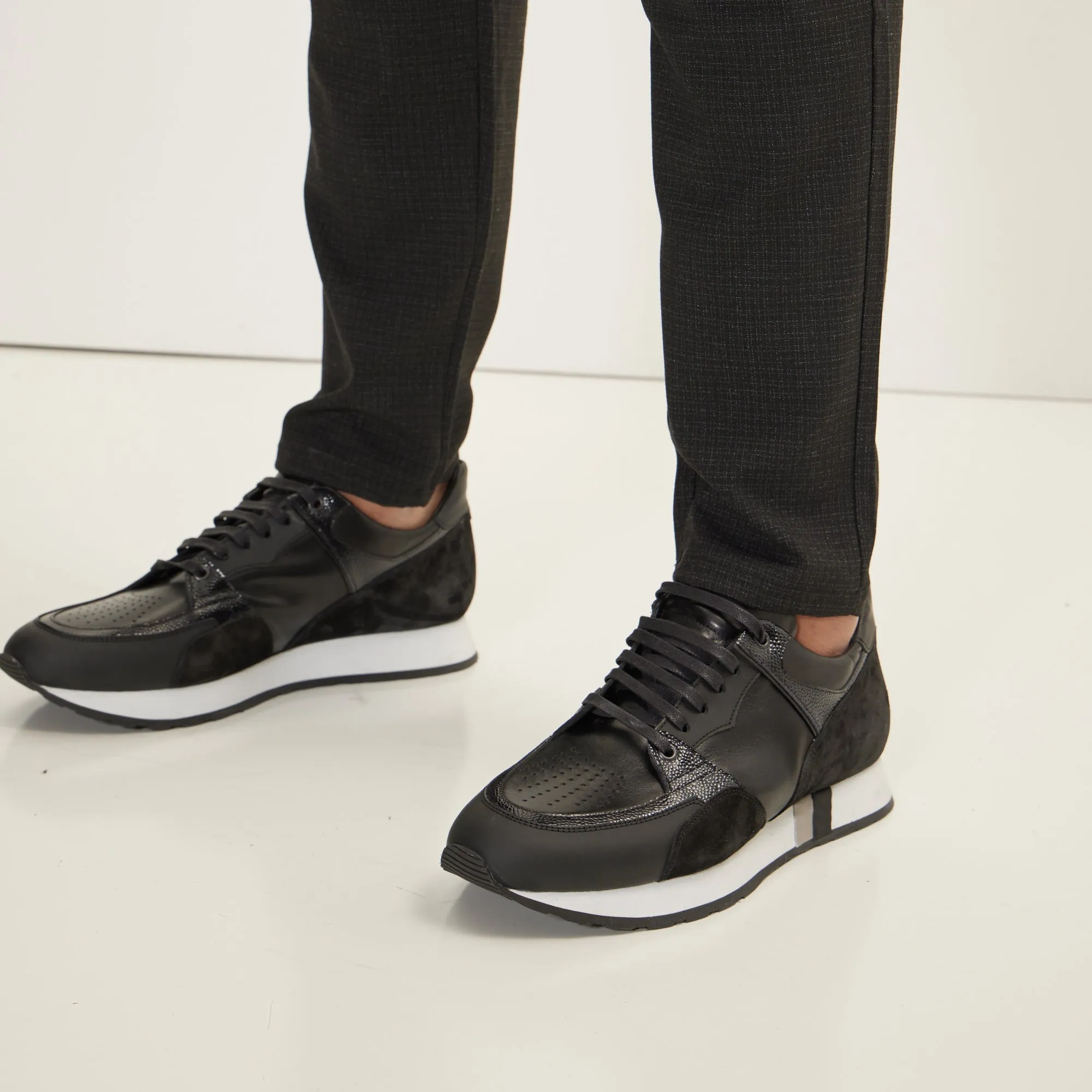 Multi Paneled Sneakers - Black