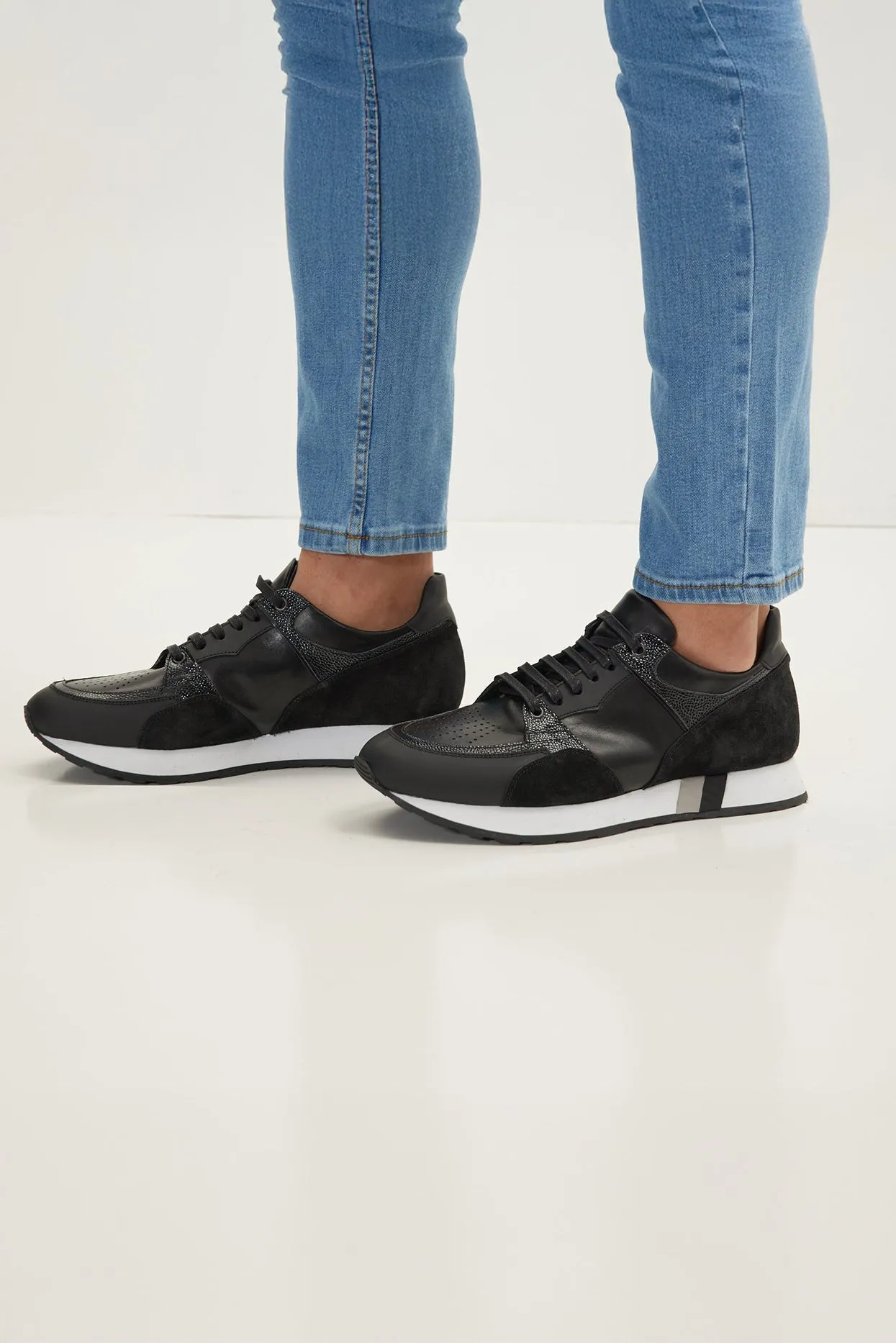 Multi Paneled Sneakers - Black