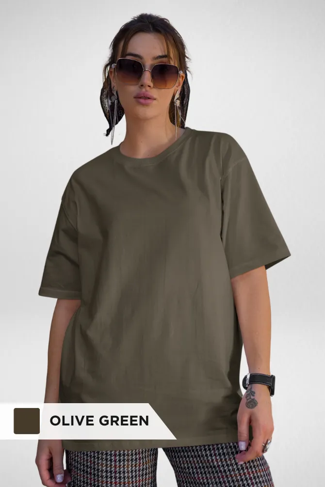 Olive Green and Maroon Oversized T-Shirts Combo for Women