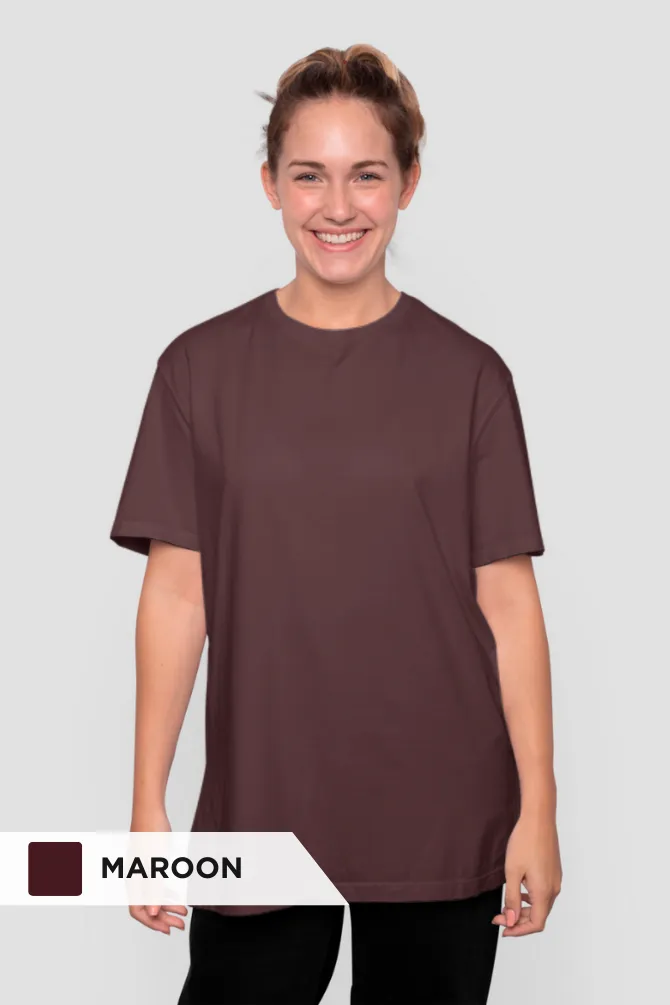 Olive Green and Maroon Oversized T-Shirts Combo for Women