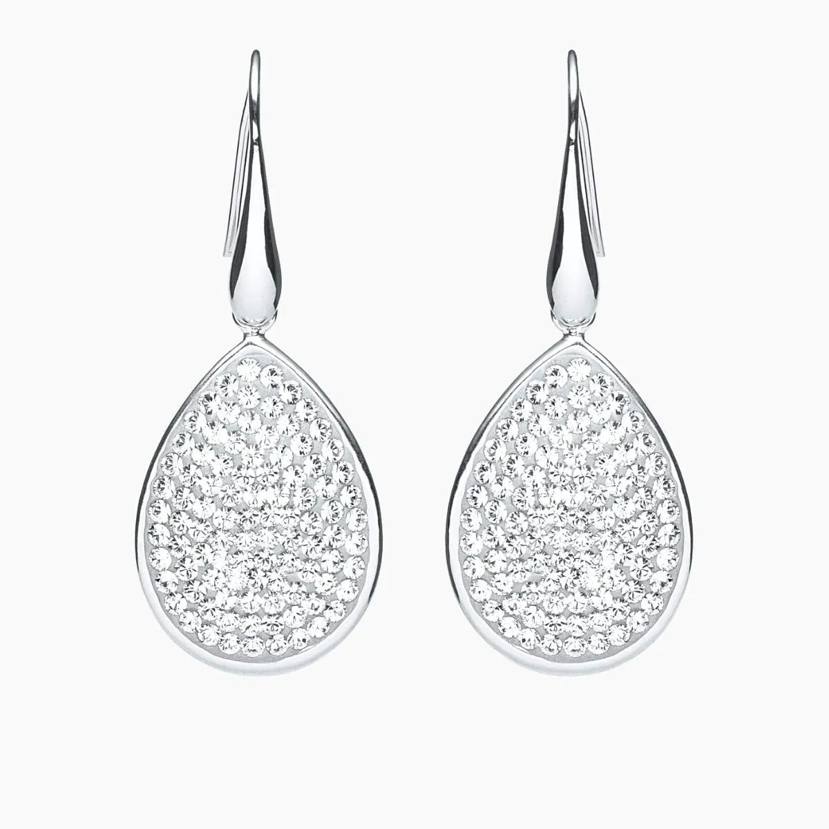 Pave Swarovski Crystal Teardrop Earrings (Silver)