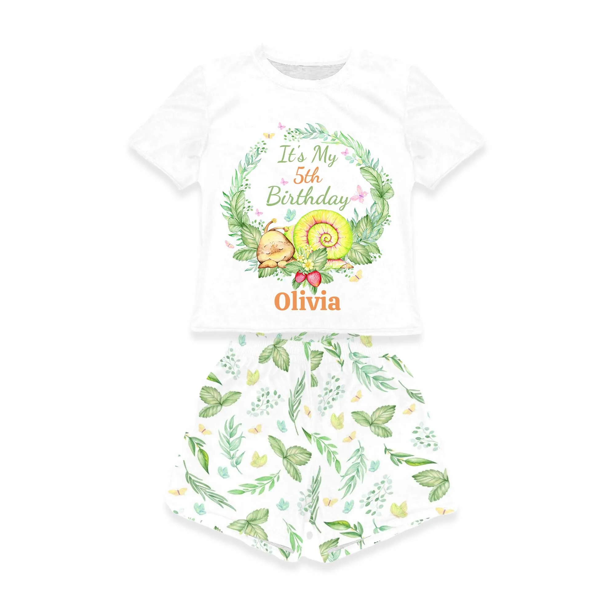 Personalised Snail Matching Birthday Shirt and Short Sets