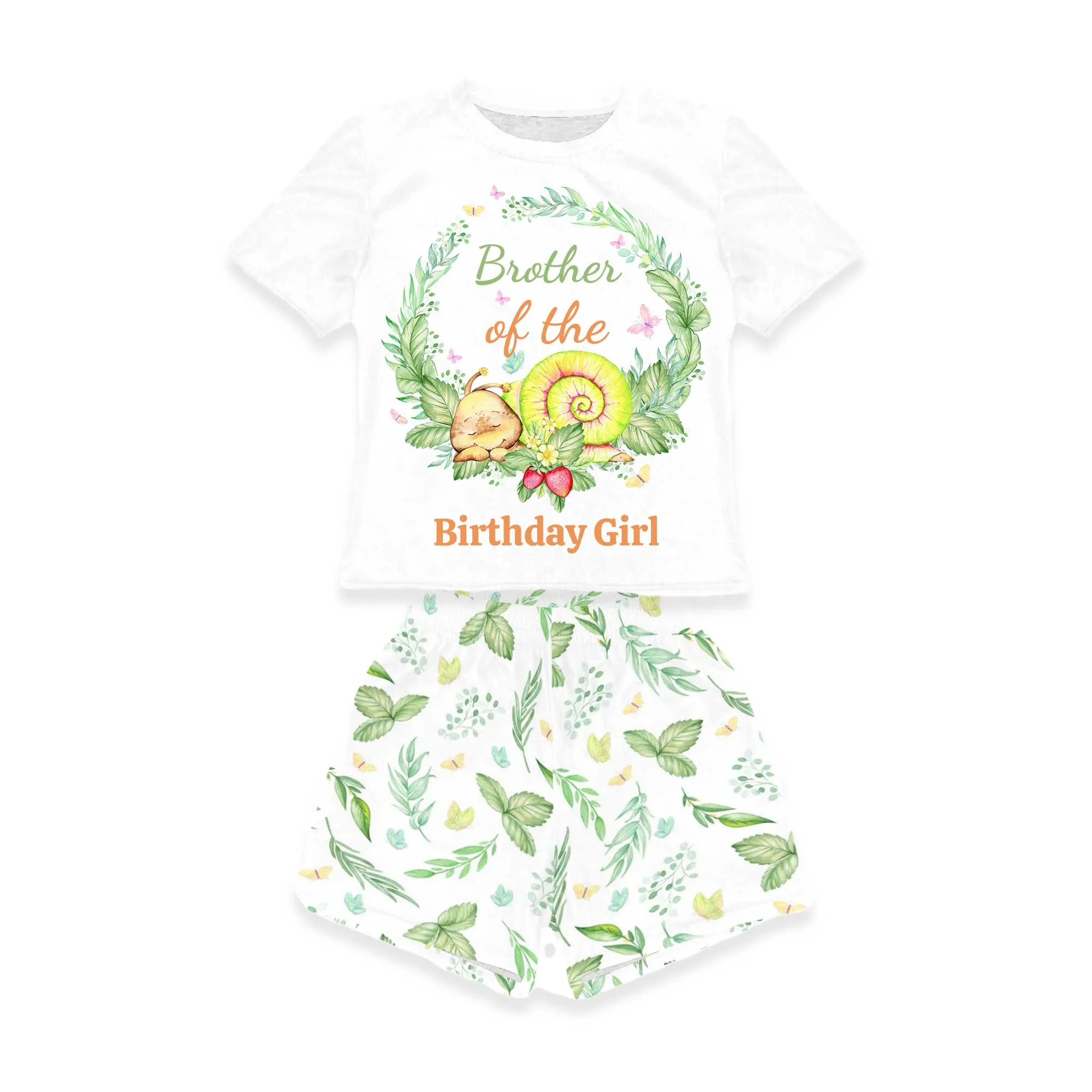 Personalised Snail Matching Birthday Shirt and Short Sets