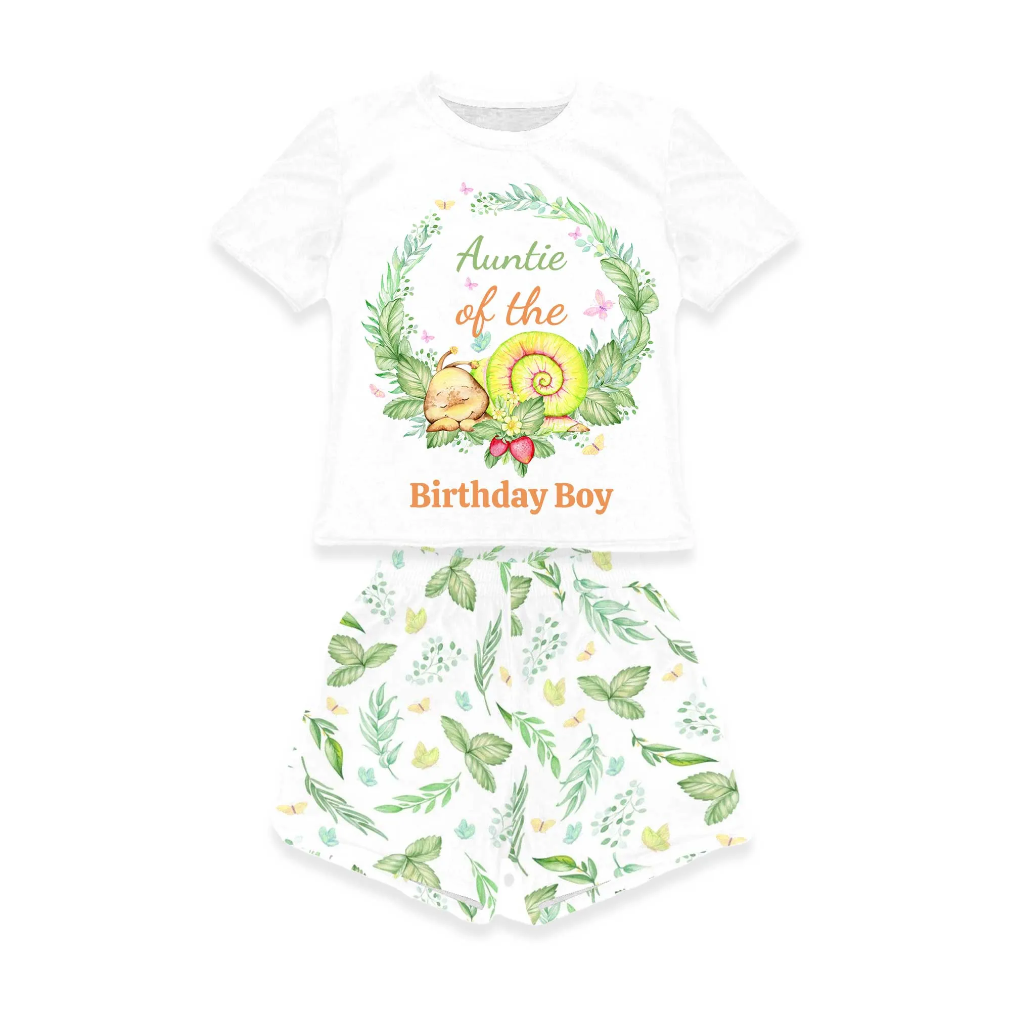 Personalised Snail Matching Birthday Shirt and Short Sets