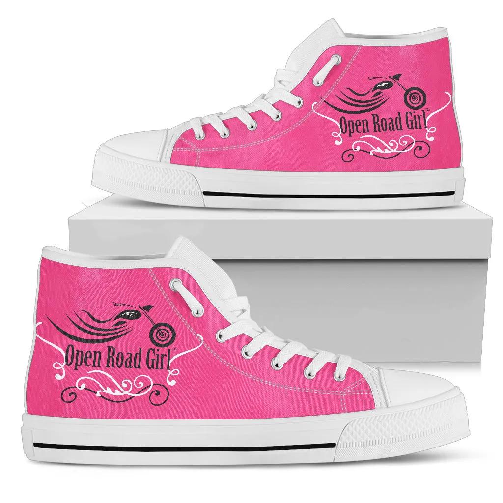 Pink "Open Road Girl" Women's High Top Sneakers