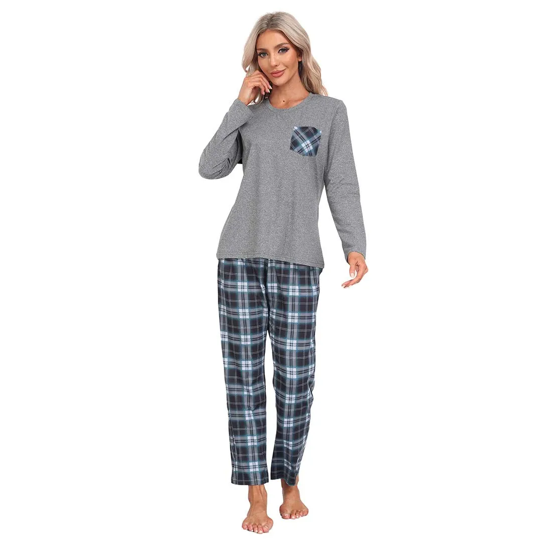 Plaid Long Sleeve Soft Loungewear Pajama Set