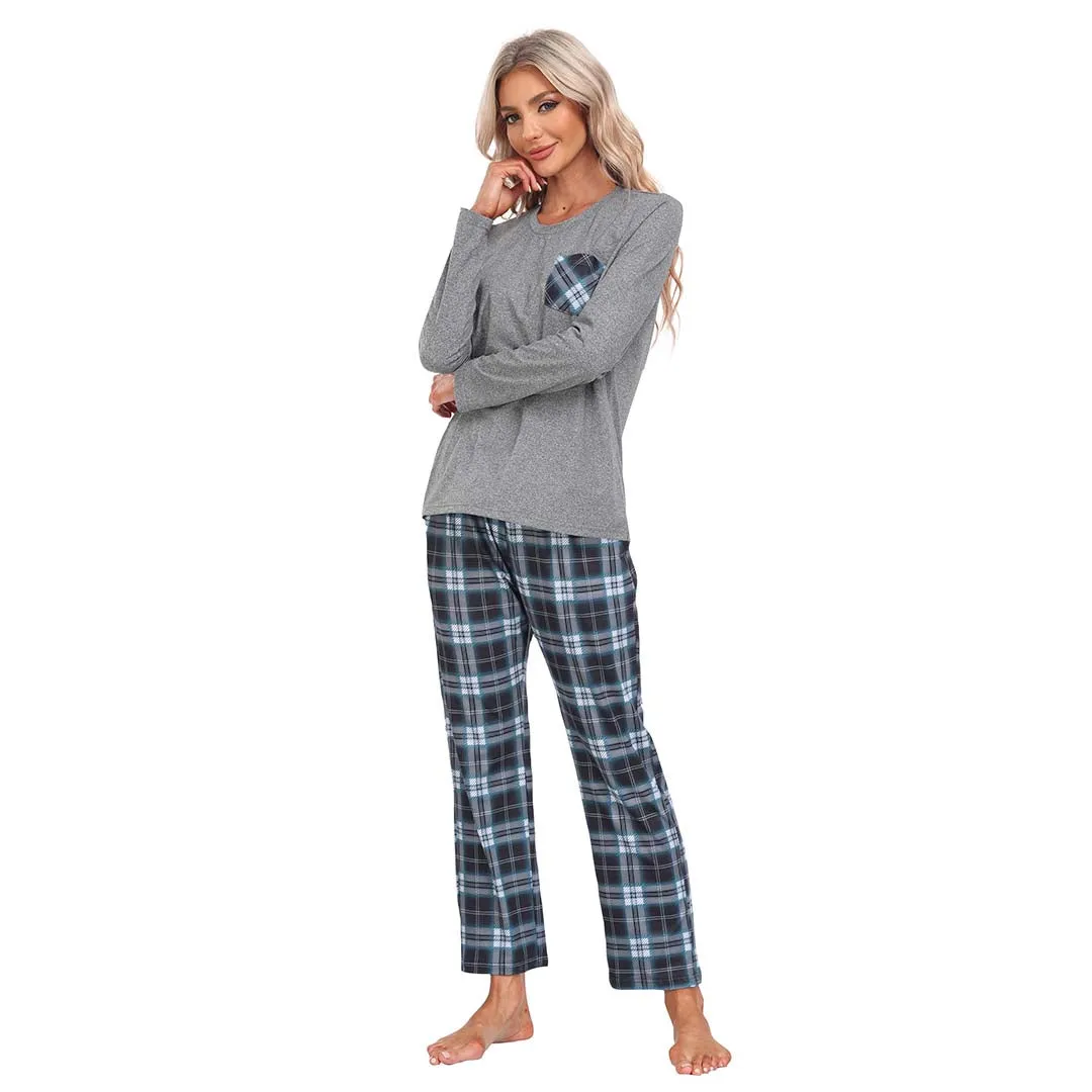 Plaid Long Sleeve Soft Loungewear Pajama Set