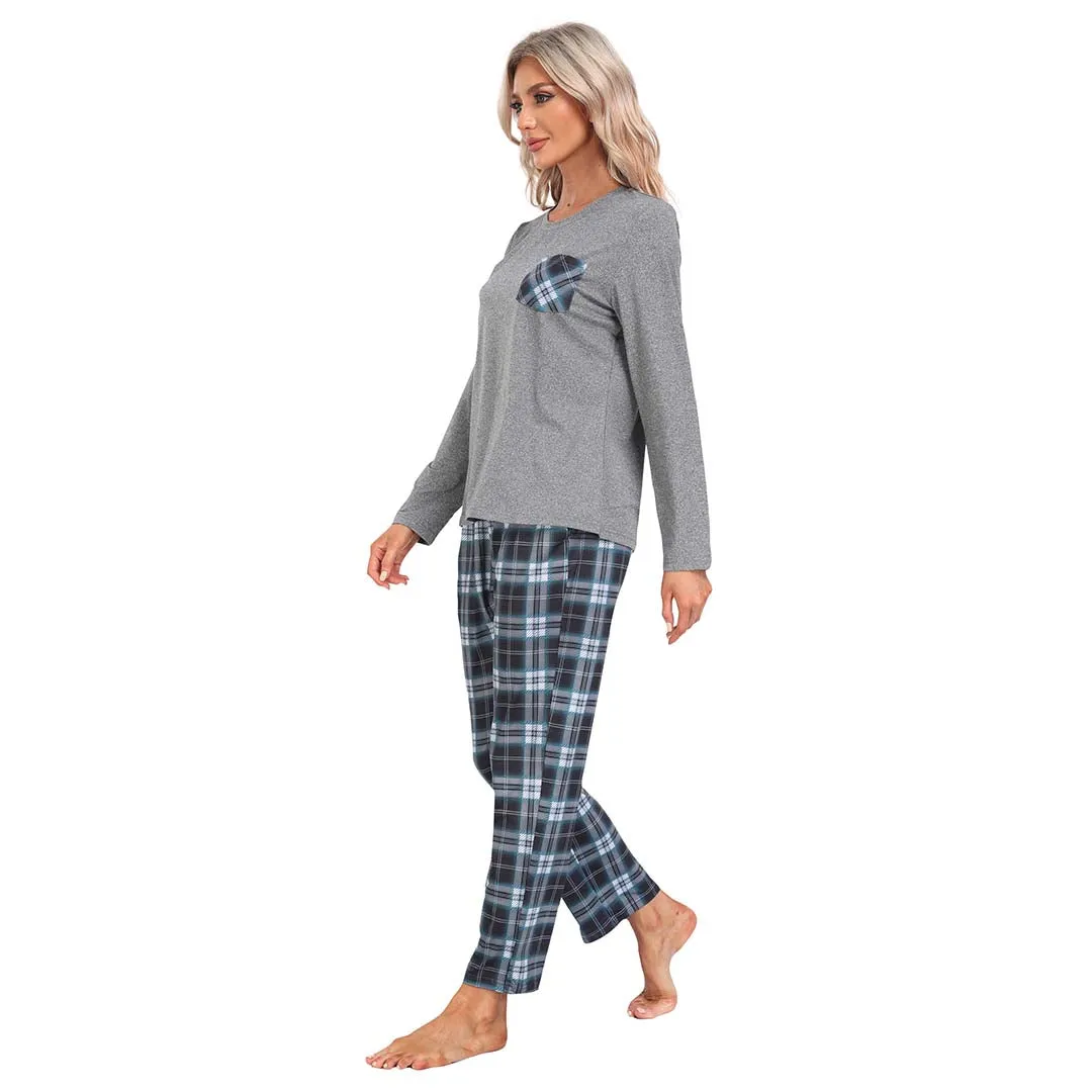 Plaid Long Sleeve Soft Loungewear Pajama Set