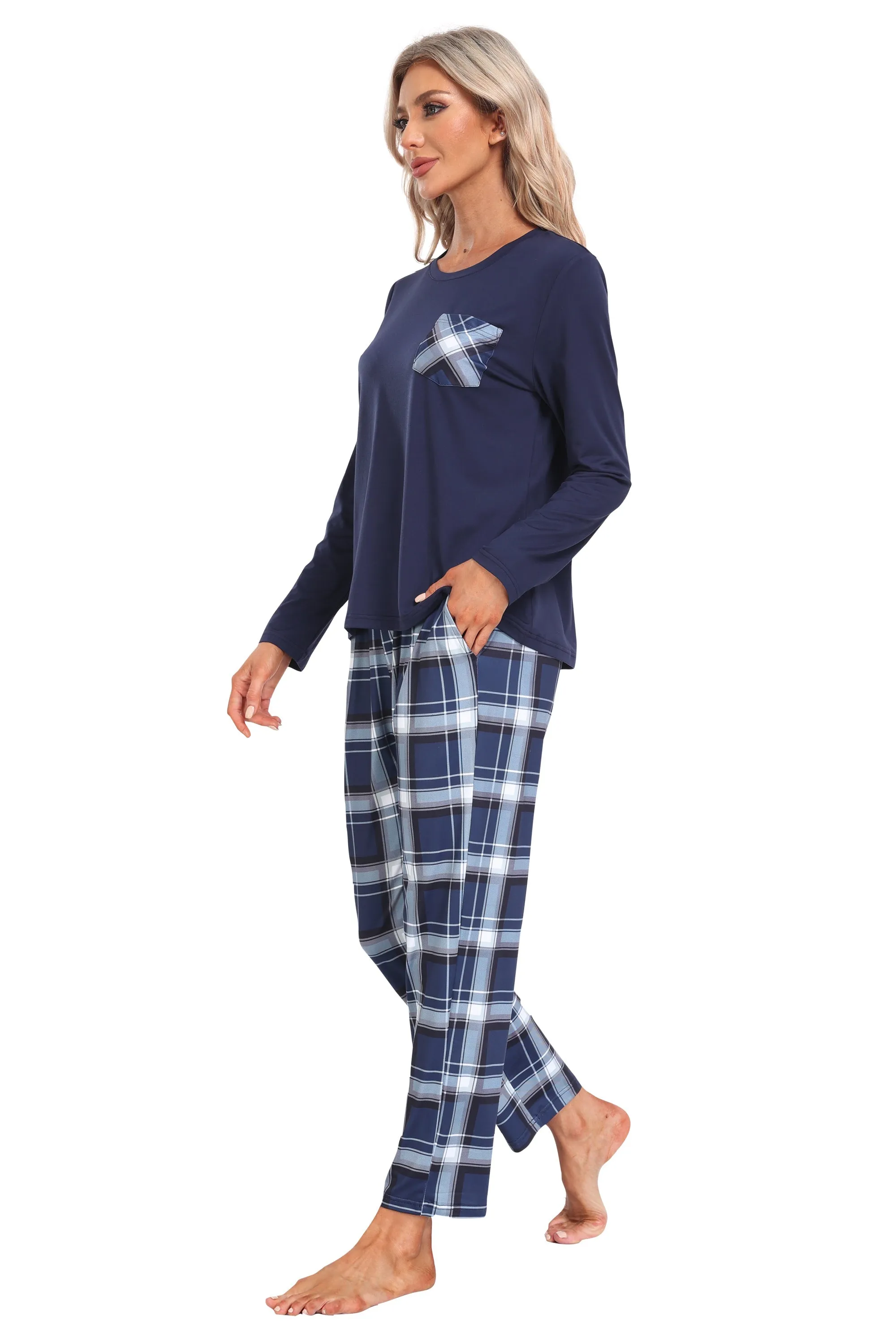 Plaid Long Sleeve Soft Loungewear Pajama Set