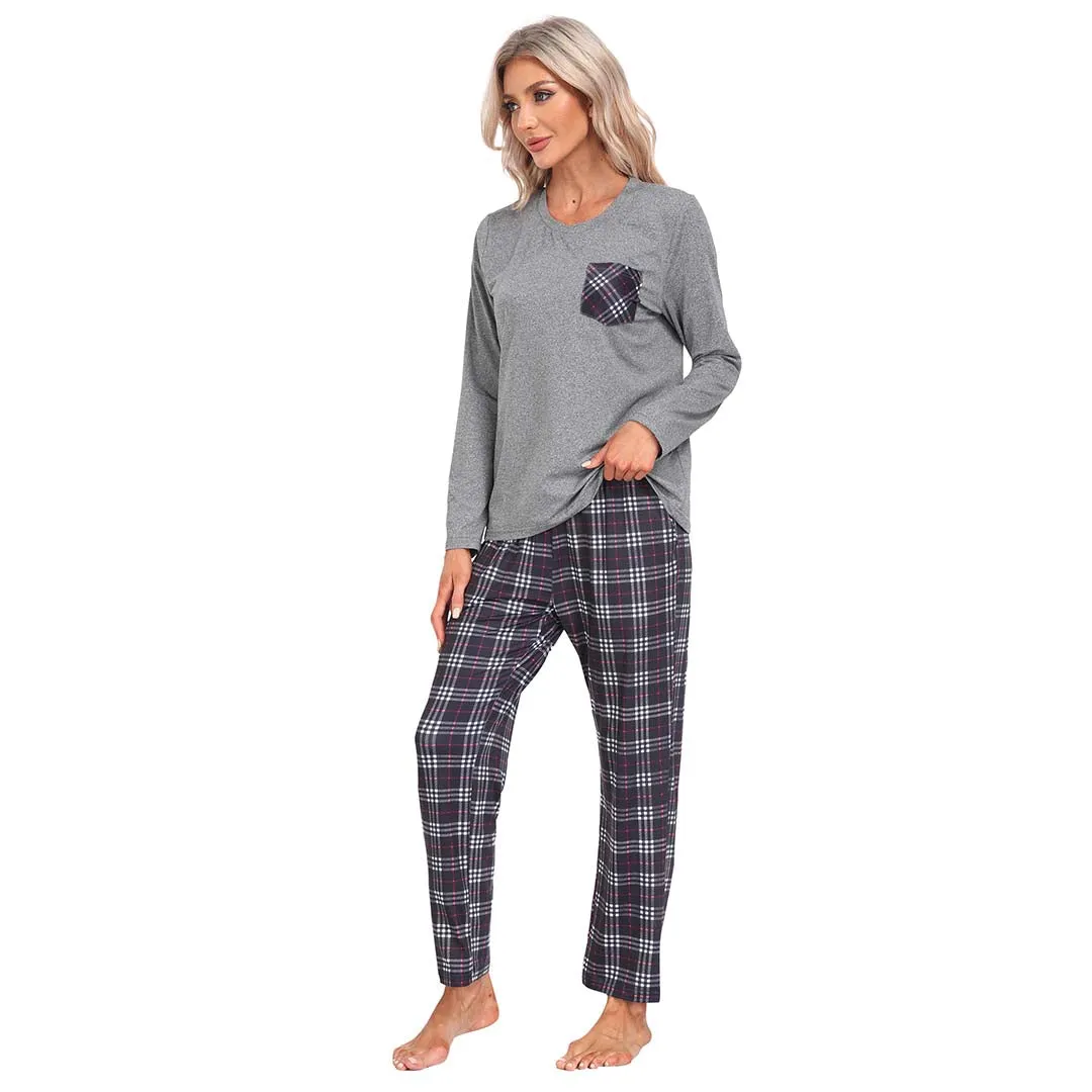 Plaid Long Sleeve Soft Loungewear Pajama Set