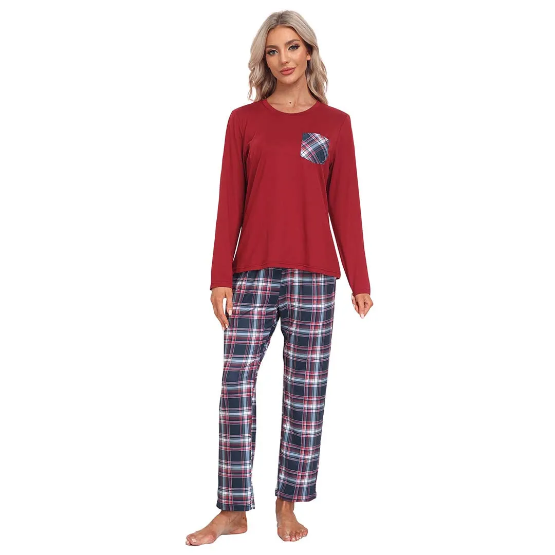 Plaid Long Sleeve Soft Loungewear Pajama Set