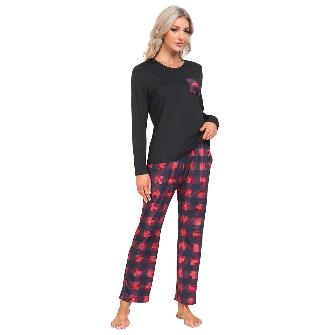 Plaid Long Sleeve Soft Loungewear Pajama Set