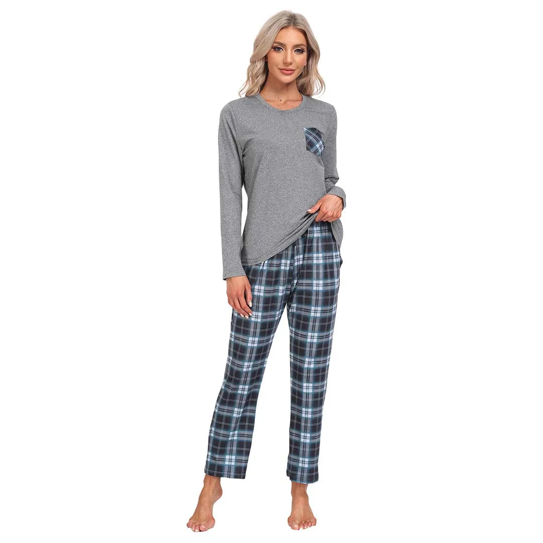 Plaid Long Sleeve Soft Loungewear Pajama Set